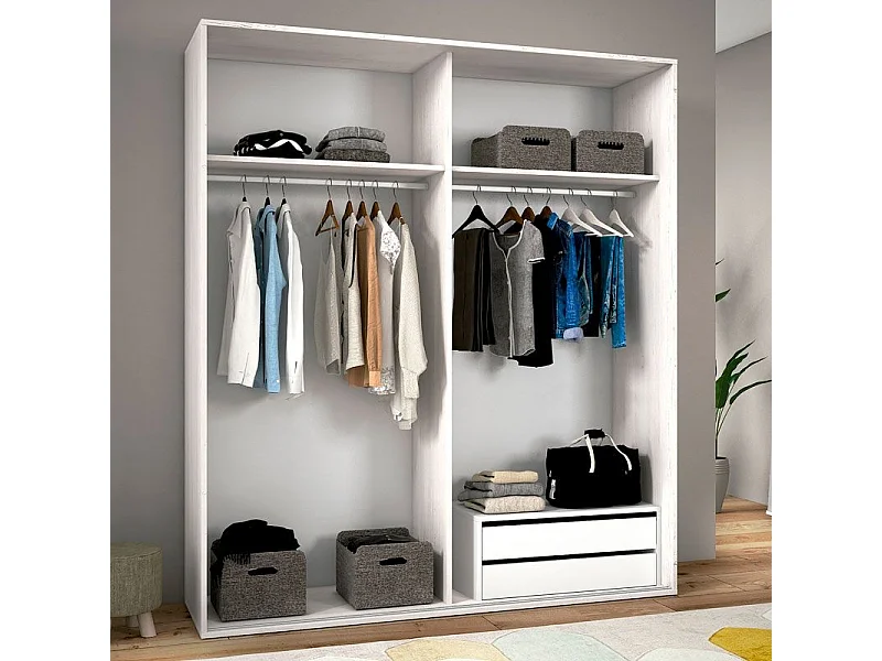 Armario 2 puertas correderas Uniq 180 Andersen Pino - Gris