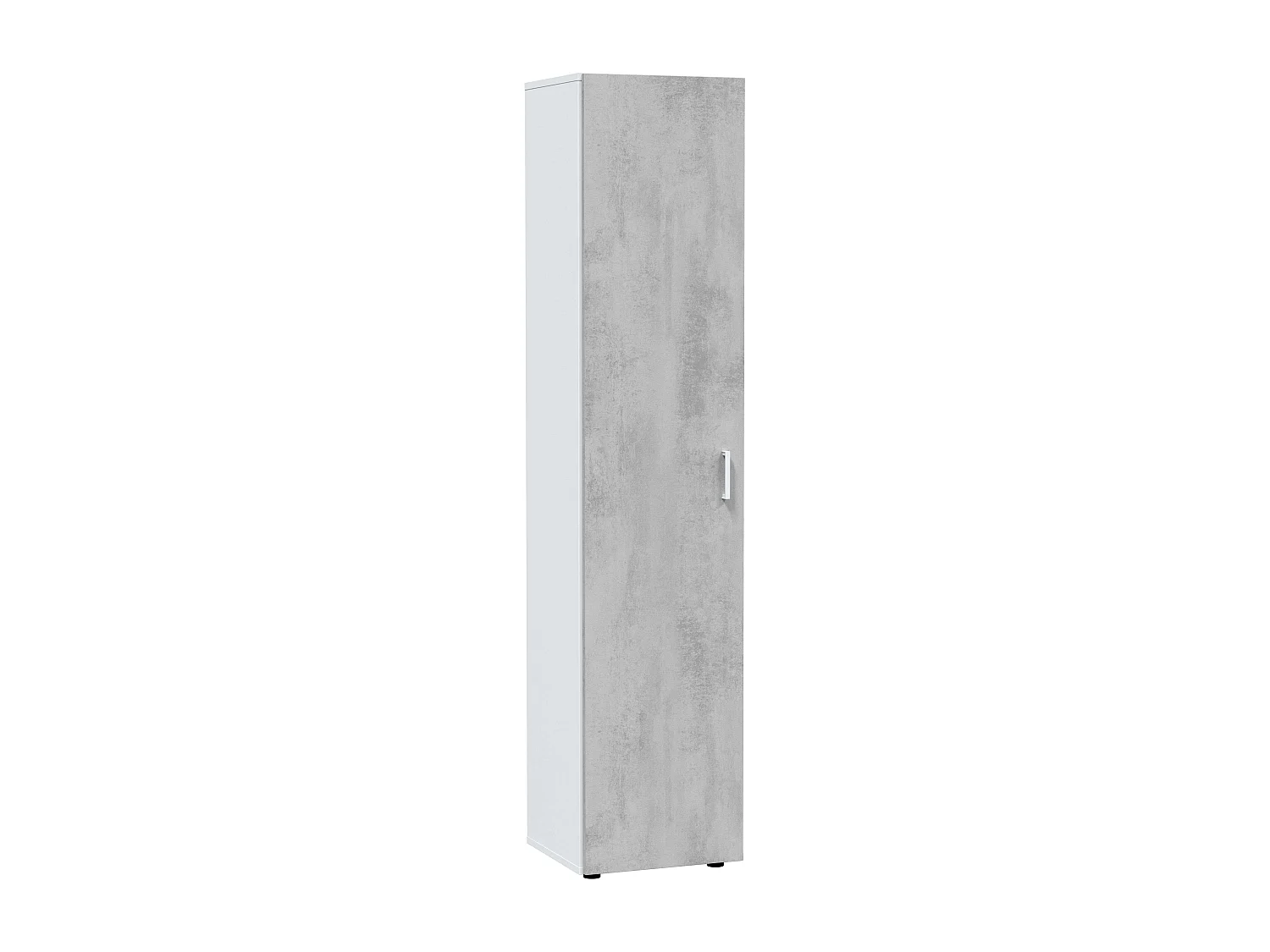Armario multiusos 1 puerta, 3 estantes, blanco Artik/gris cemento, 182x41x37 cm