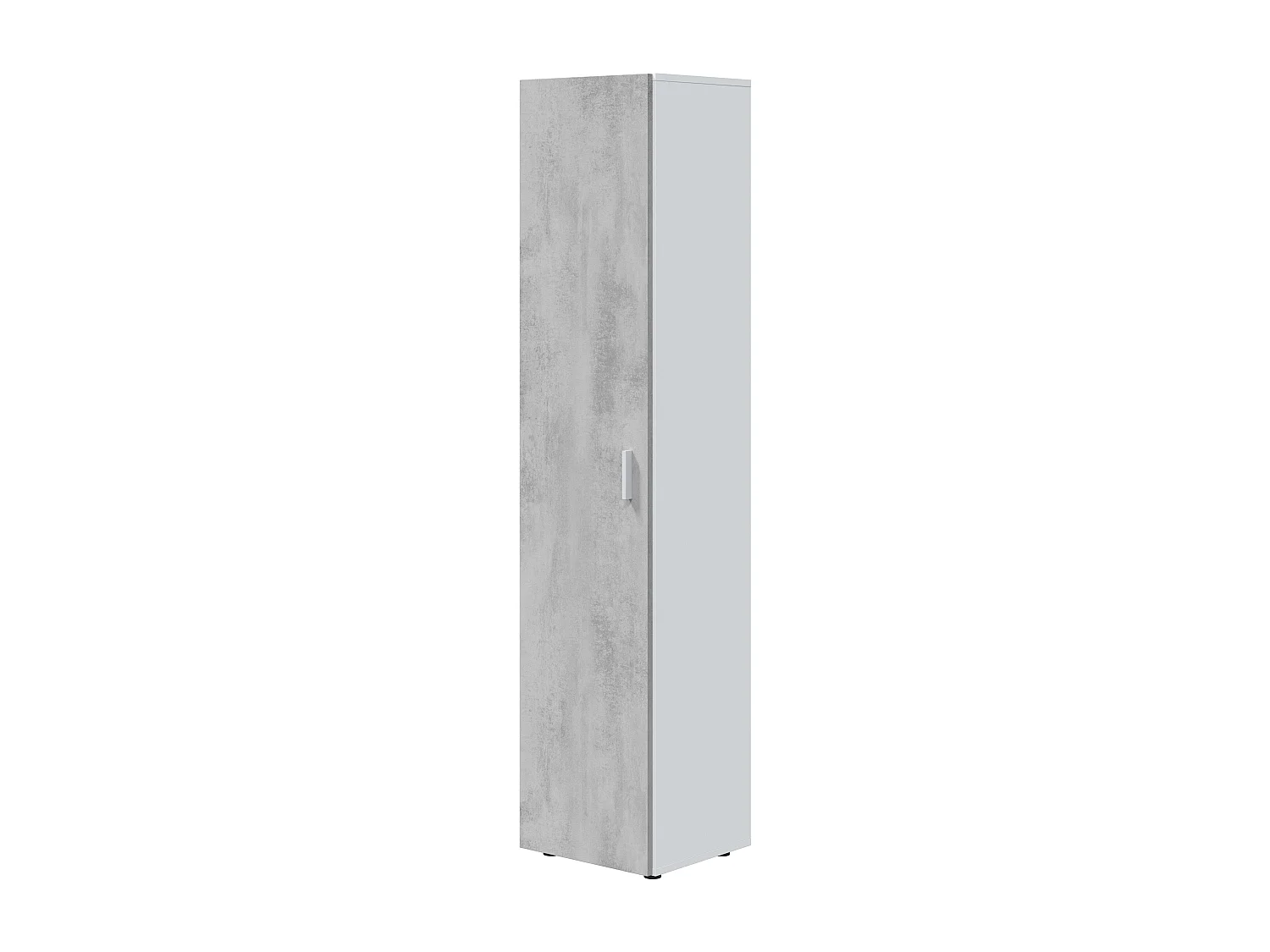 Armario multiusos 1 puerta, 3 estantes, blanco Artik/gris cemento, 182x41x37 cm