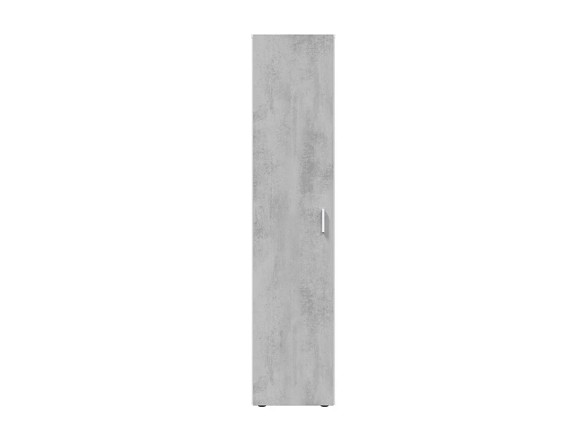 Armario multiusos 1 puerta, 3 estantes, blanco Artik/gris cemento, 182x41x37 cm