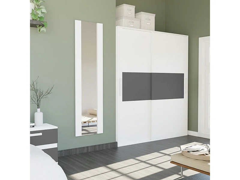 Armario 2 puertas correderas Uniq 180 Blanco - Grafito