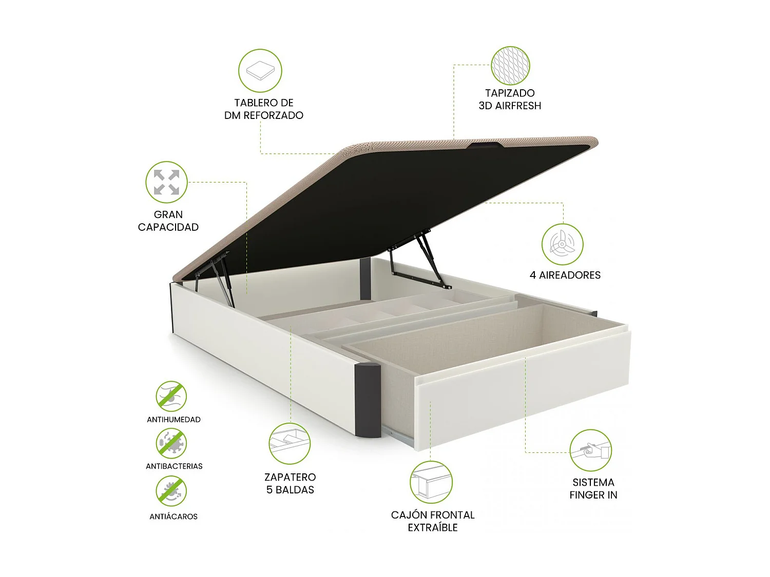 Sommier rebatível luxo S-Max 3D