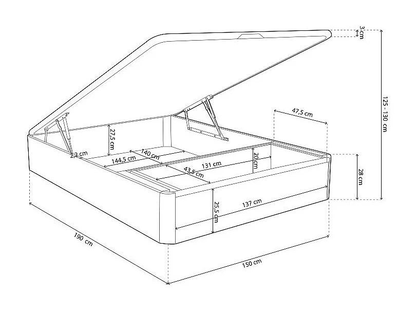 Canapé 150x190 Luxury Max 3D Blanco Blanco