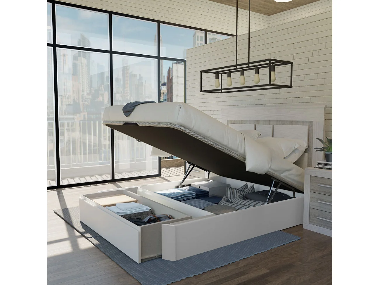 Sofá-cama de luxo Max 3D 150x190 em branco