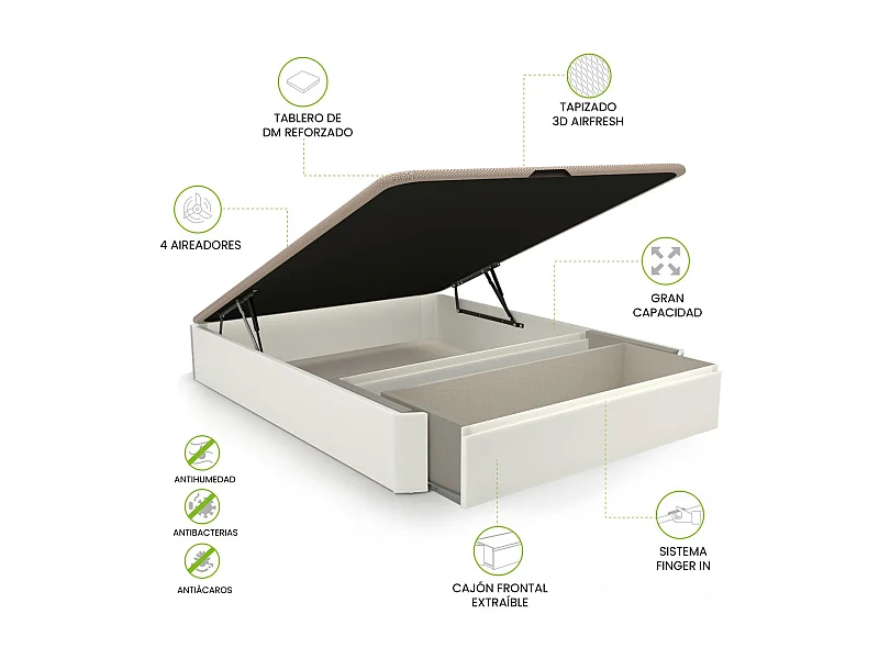 Canapé 150x190 Luxury Max 3D Blanco Blanco