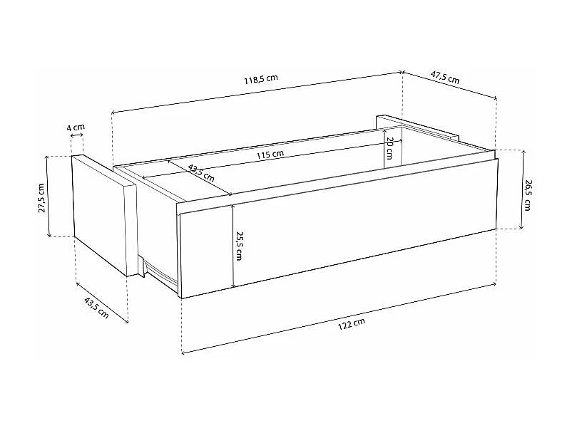Cajón frontal canapé Luxury Roble