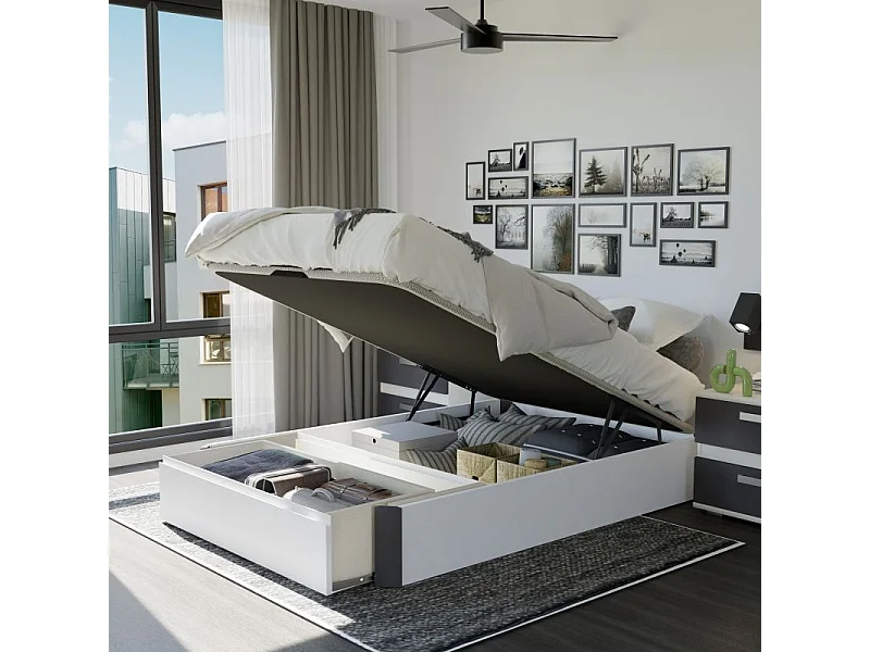 Canapé 135x190 Luxury Max 3D Blanco - Grafito Blanco - Grafito