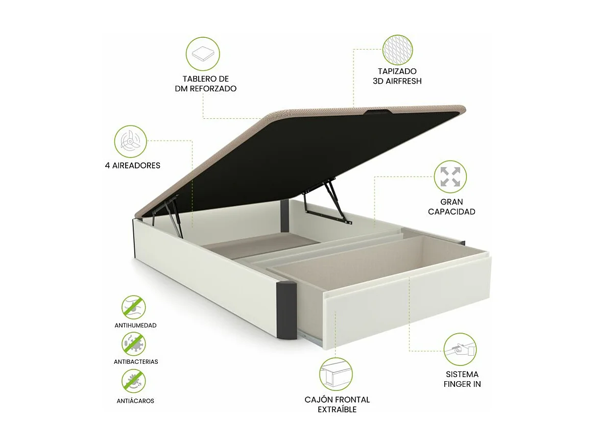 Canapé 135x190 Luxury Max 3D Blanco - Grafito Blanco - Grafito