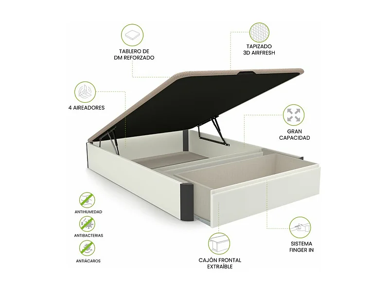 Canapé 135x190 Luxury Max 3D Blanco - Grafito Blanco - Grafito