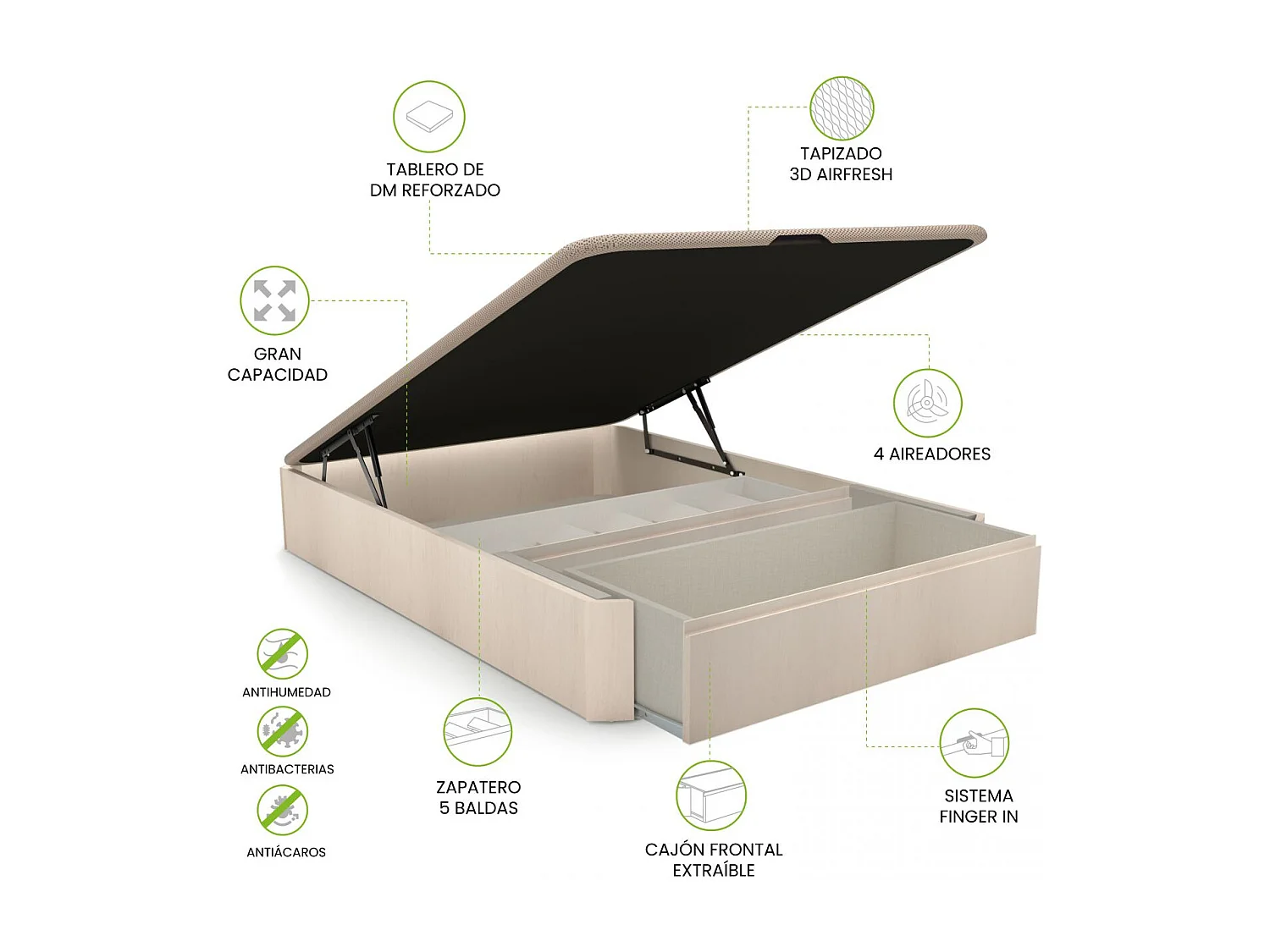 Sommier rebatível luxo S-Max 3D