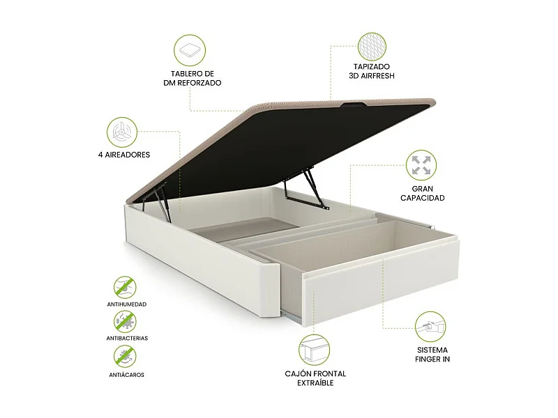 Canapé 135x190 Luxury Max 3D Blanco Blanco