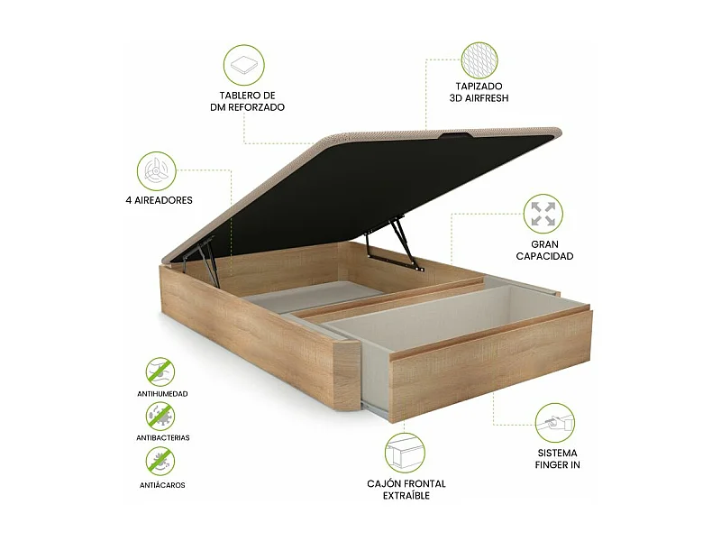 Canapé 135x190 Luxury Max 3D Cambrian Roble