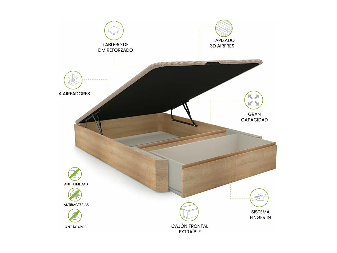 Canapé 135x190 Luxury Max 3D Cambrian Roble