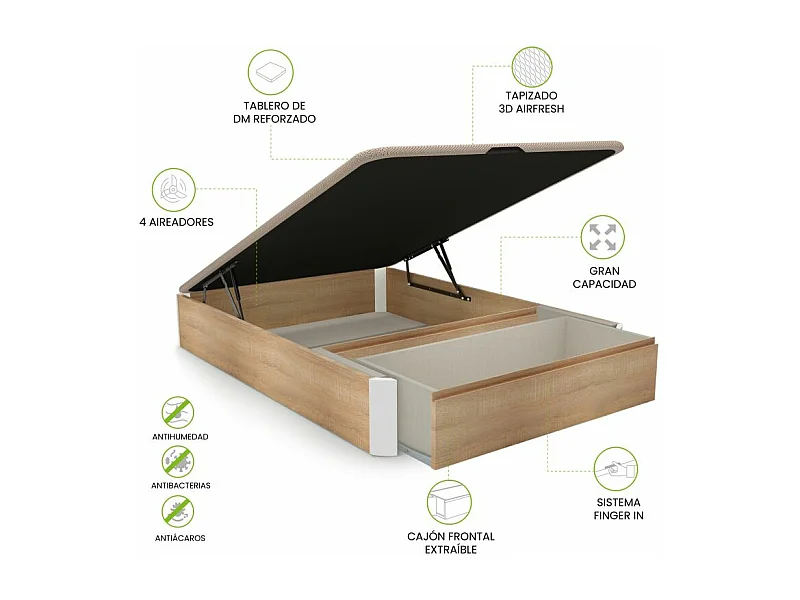 Canapé 135x190 Luxury Max 3D Cambrian - Blanco Roble - Blanco