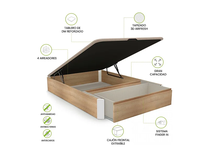 Canapé 135x190 Luxury Max 3D Cambrian - Blanco Roble - Blanco