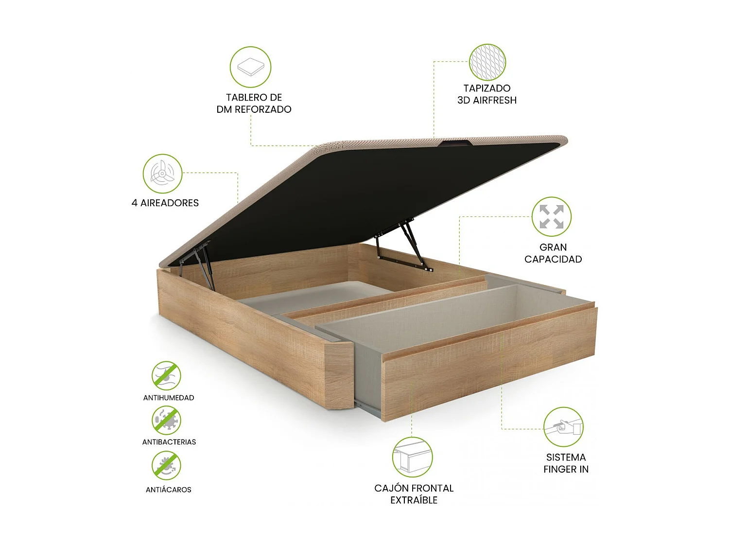 Canapé 150x190 Luxury Max 3D Cambrian Roble