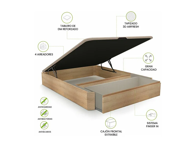 Canapé 150x190 Luxury Max 3D Cambrian Roble