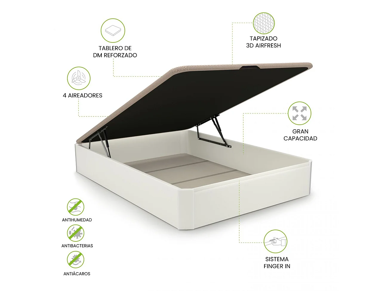 Canapé básico 135x190 cm en blanco Luxury 3D Blanco