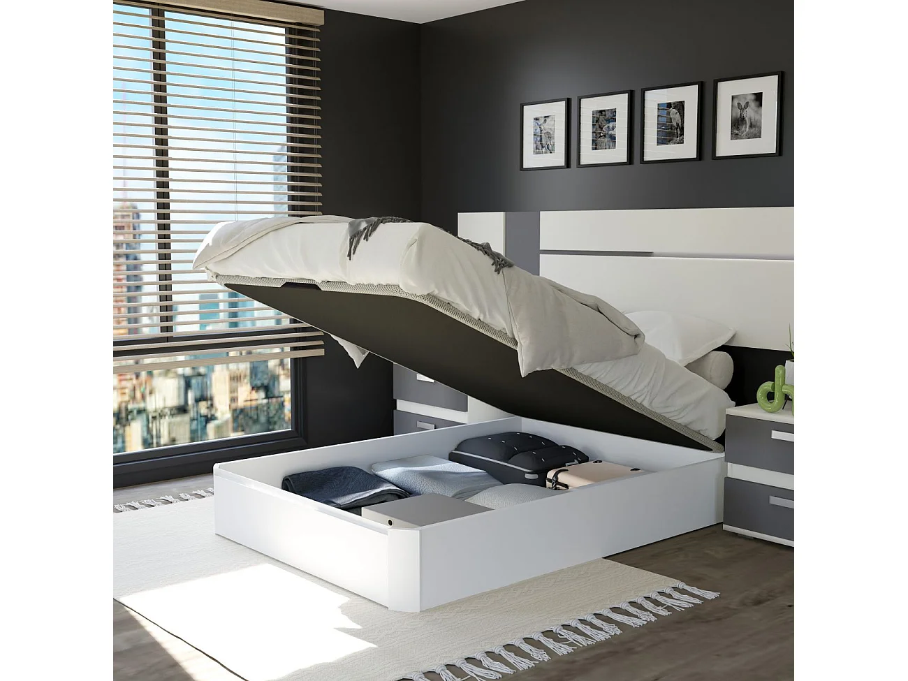 Canapé básico 135x190 cm en blanco Luxury 3D Blanco