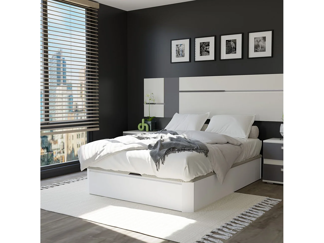 Canapé básico 135x190 cm en blanco Luxury 3D Blanco