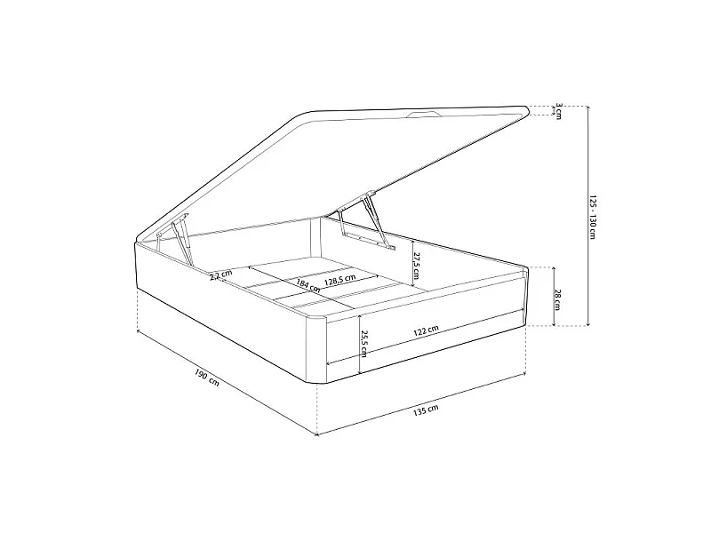 Canapé básico 135x190 cm en blanco Luxury 3D Blanco