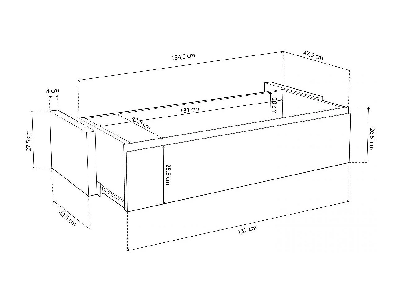 Cajón frontal canapé Luxury Artic