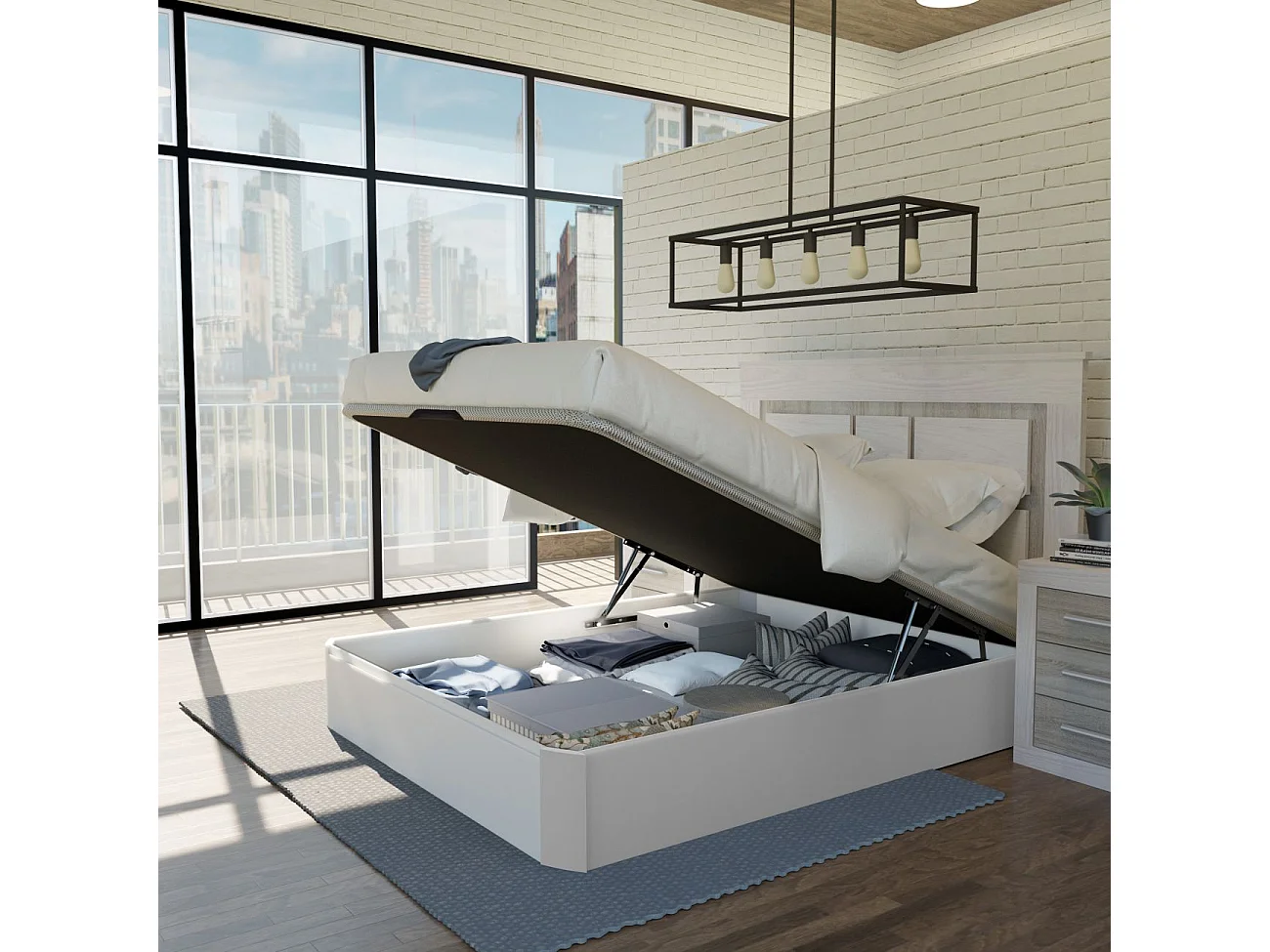 Sommier rebatível de luxo 3D Branco