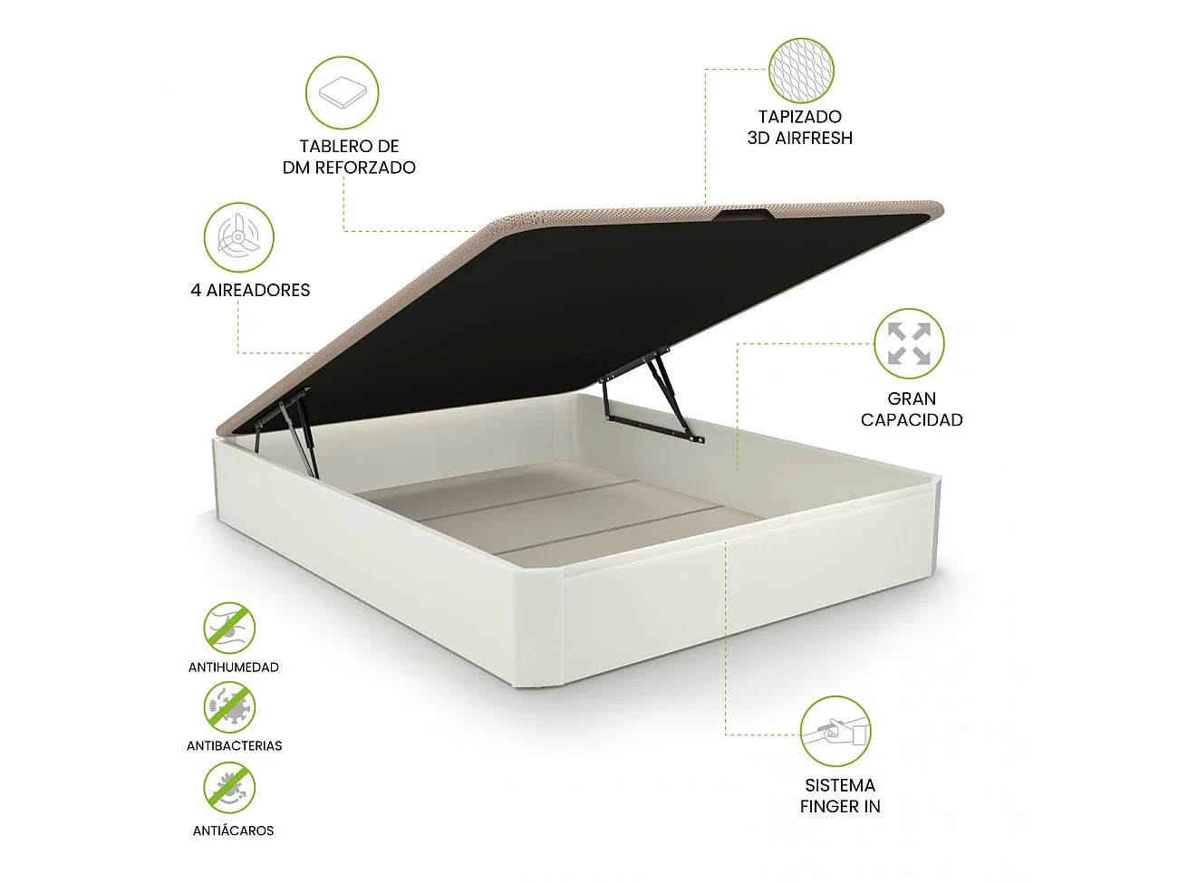 Sommier rebatível de luxo 3D Branco