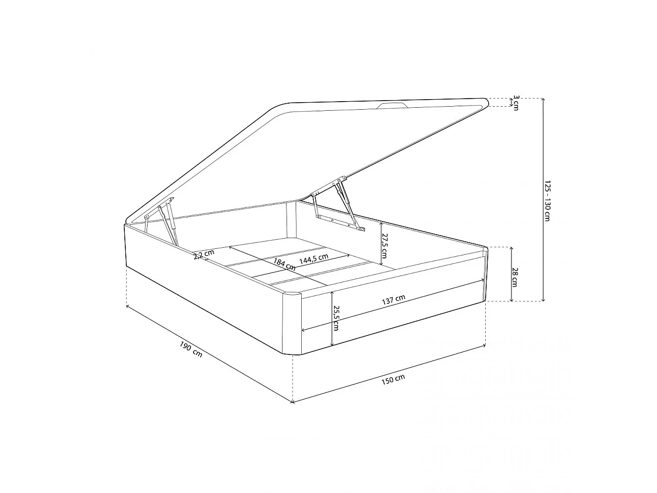 Sommier rebatível de luxo 3D Branco