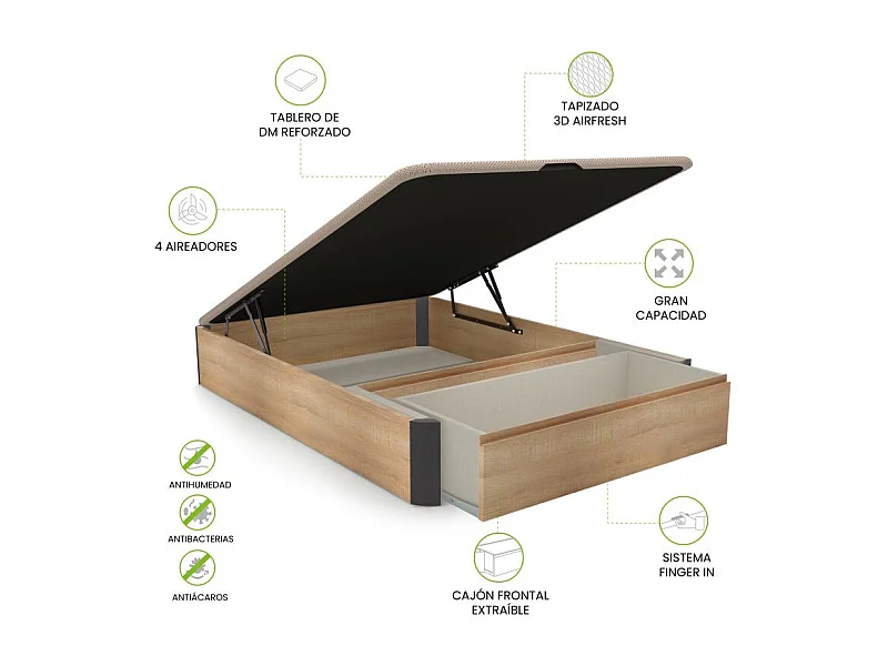 Canapé 135x190 Luxury Max 3D Cambrian - Grafito Roble - Grafito