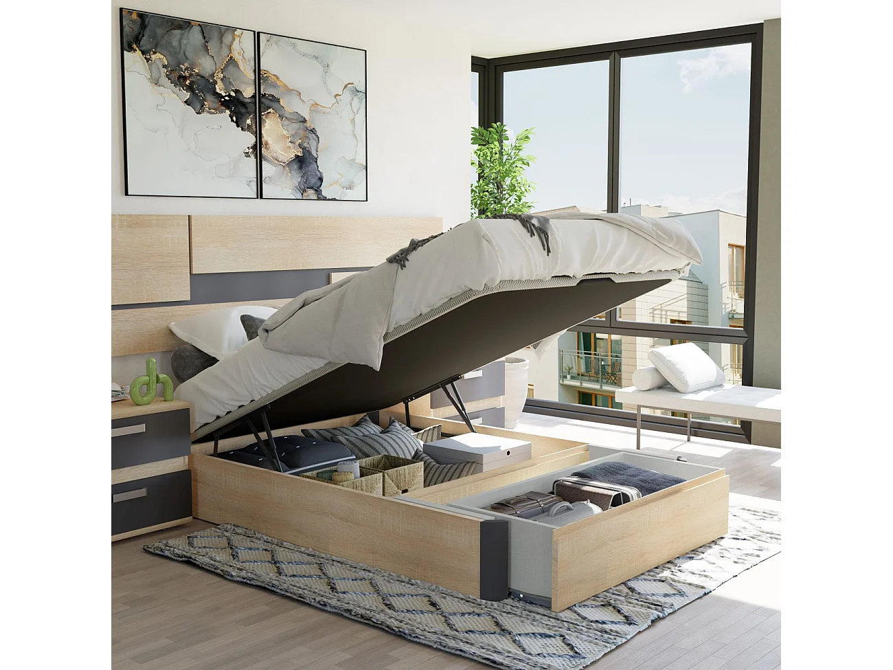 Canapé 135x190 Luxury Max 3D Cambrian - Grafito Roble - Grafito