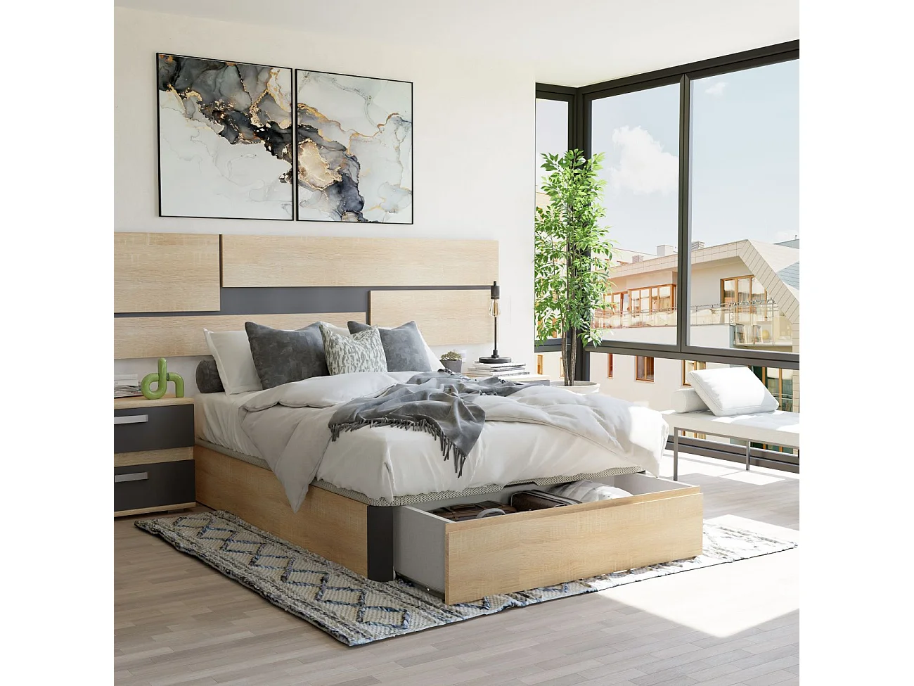 Canapé 135x190 Luxury Max 3D Cambrian - Grafito Roble - Grafito