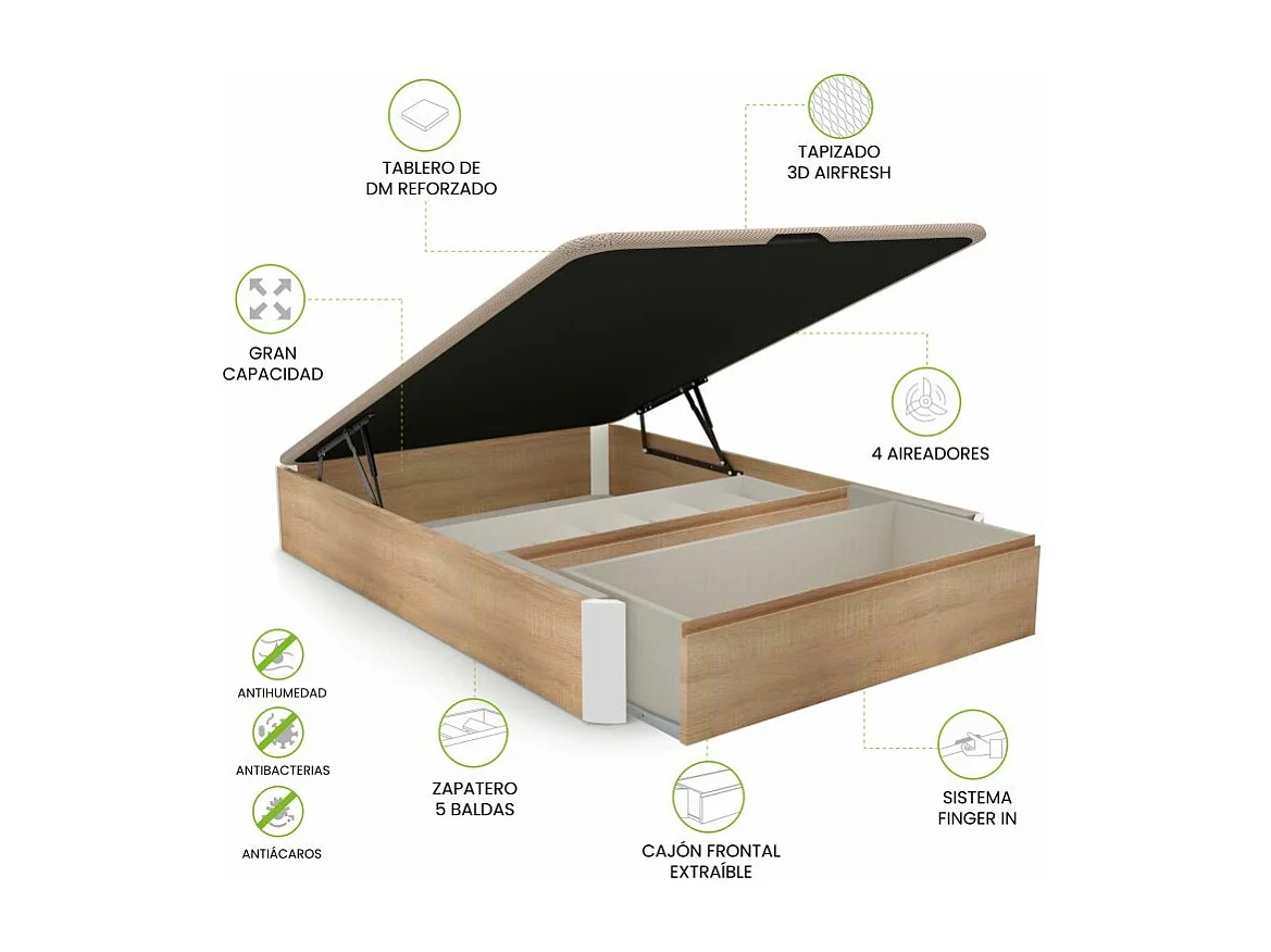 Canapé Luxury S-Max 3D Roble - Blanco