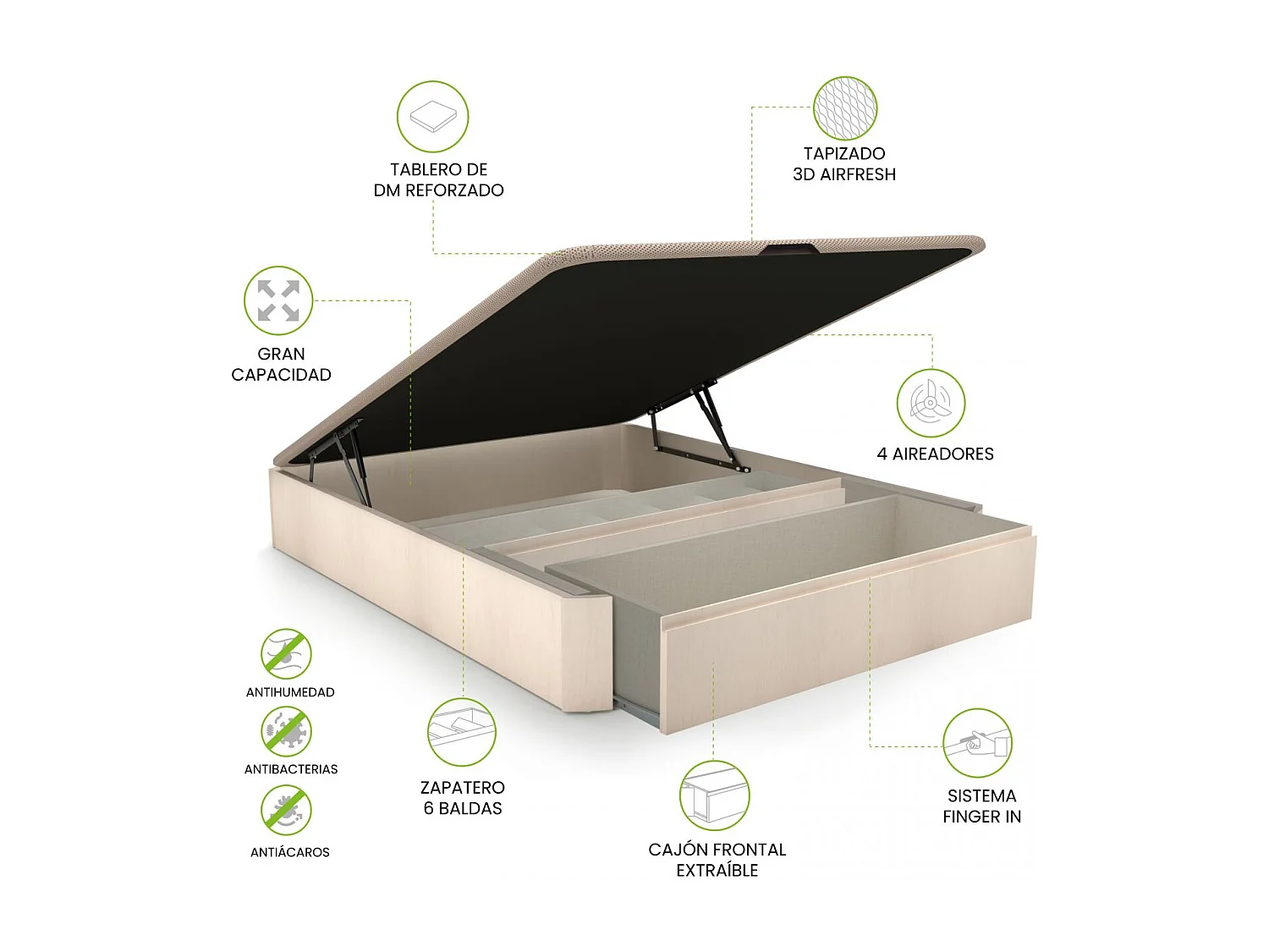 Sommier rebatível luxo S-Max 3D