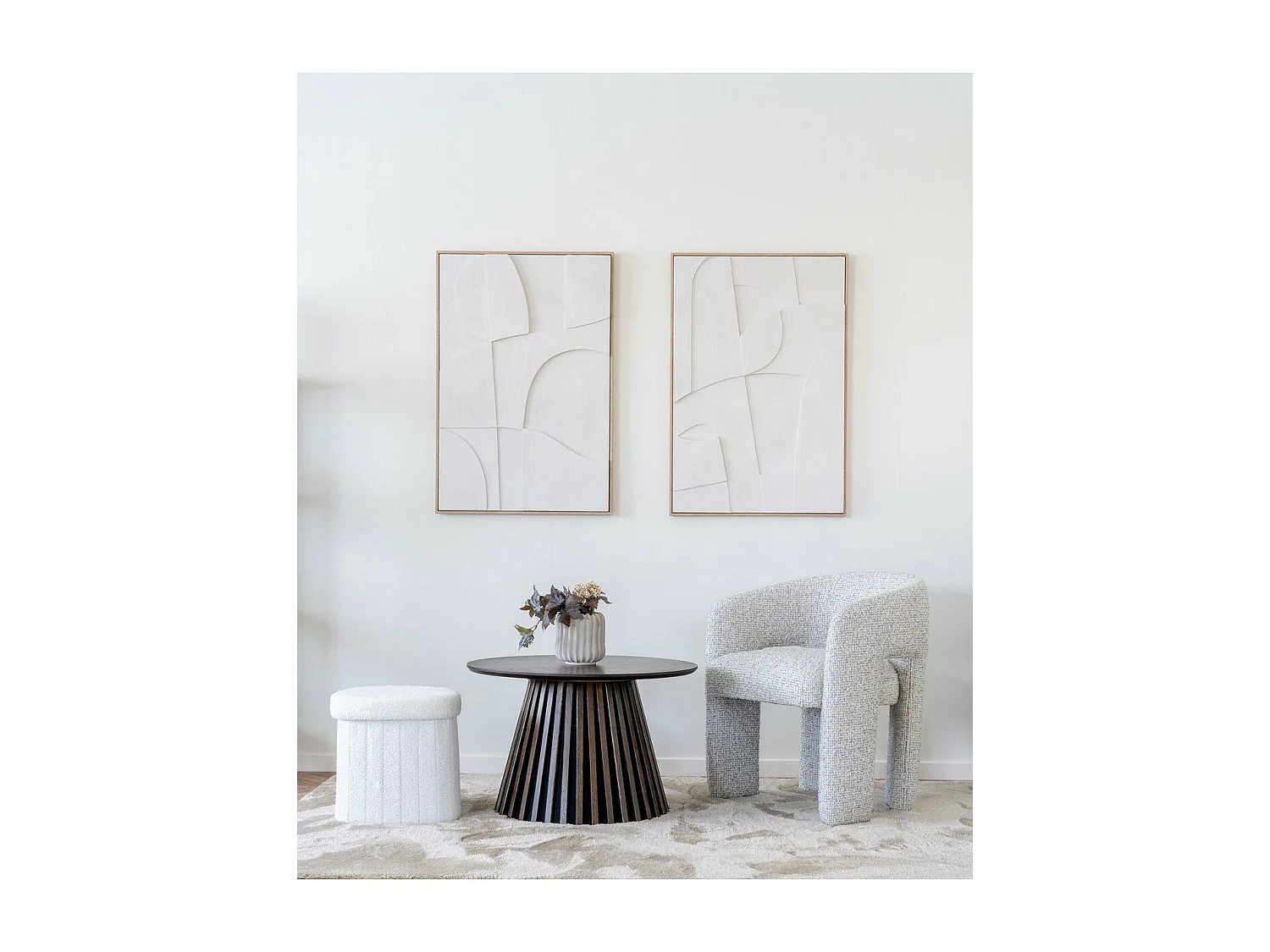 Pouf Medford, Blanc, 42,5x36,5x37,5 cm, Seven Design