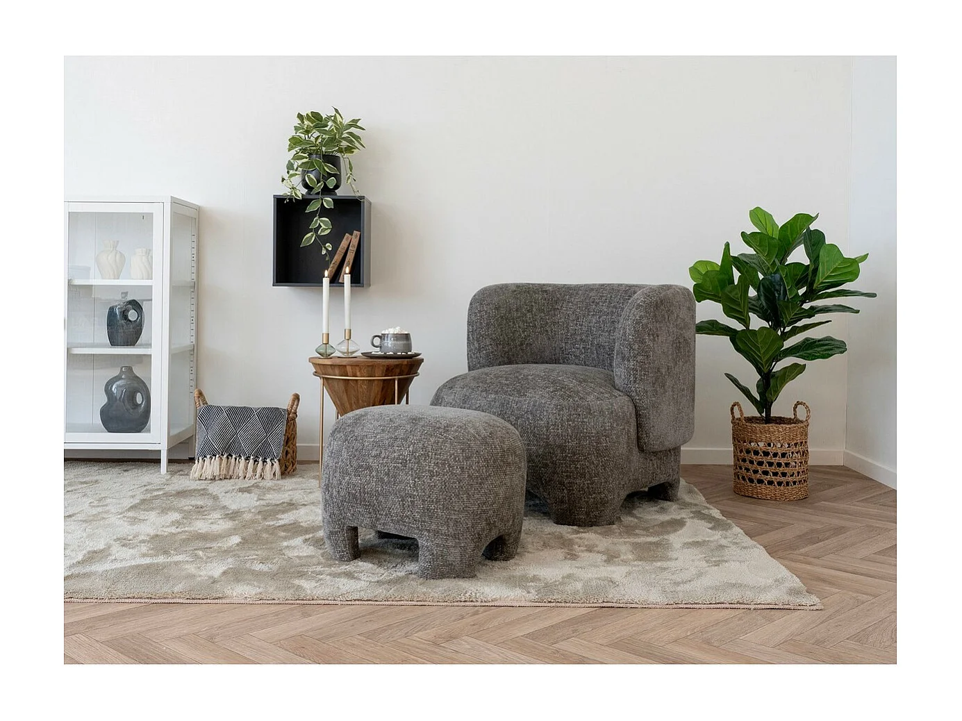 Pouf Nazare, Beige, 41x53x38 cm, EPIKASA