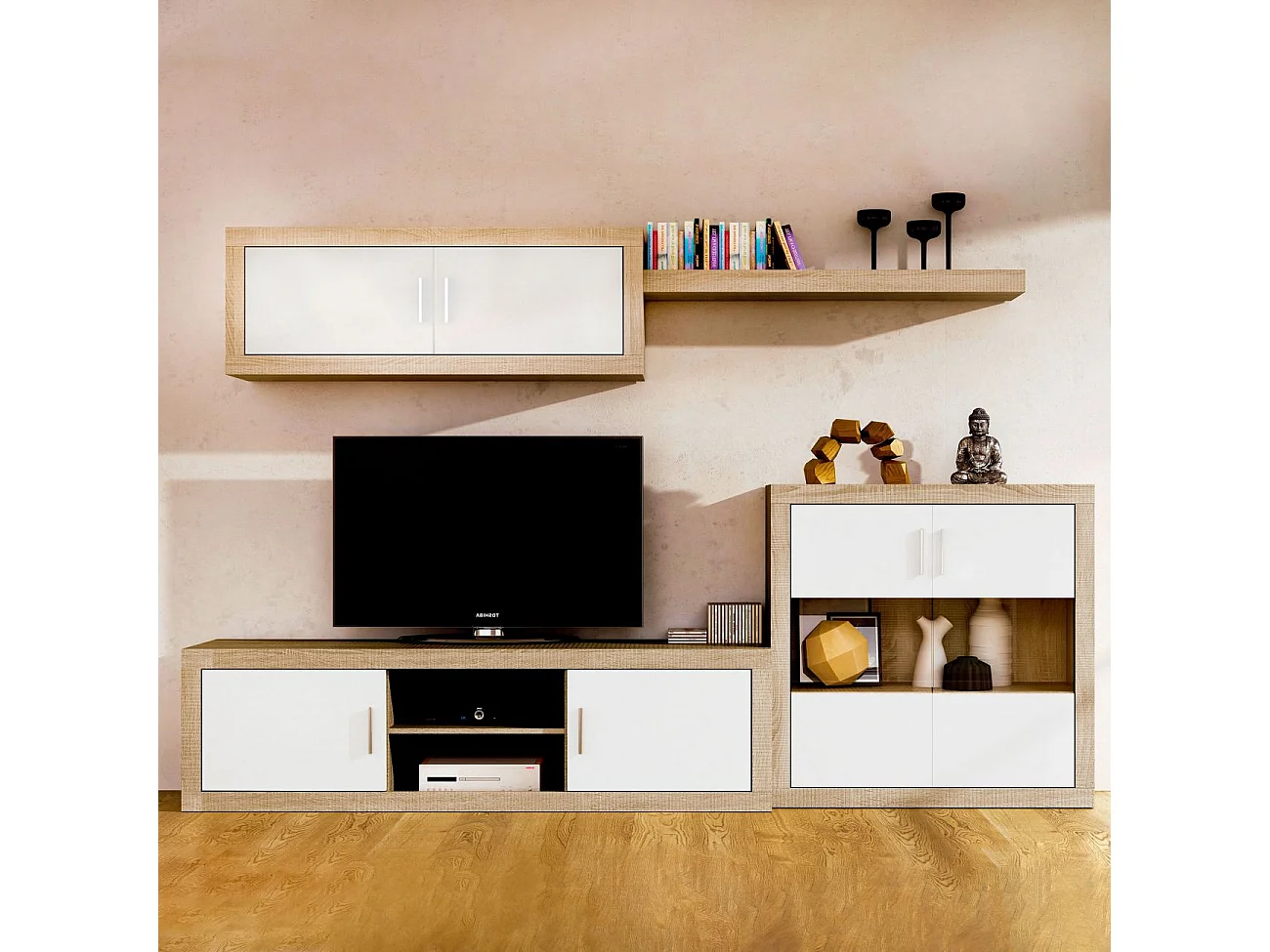 Módulo alto Nuka 2 puertas Cambria - Blanco