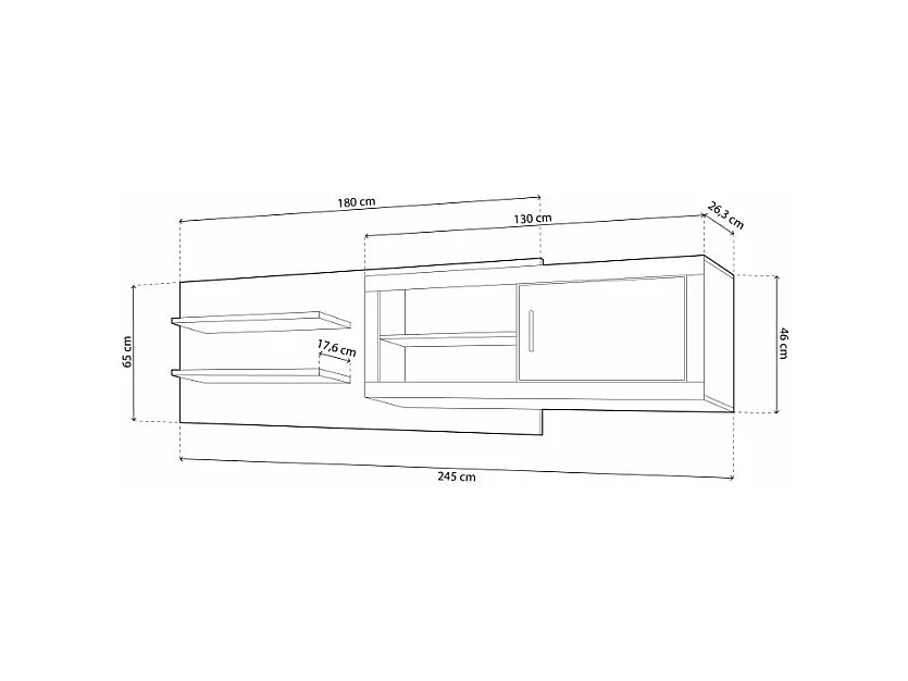 Módulo alto Nuka 1 puerta con respaldo Cambria - Grafito