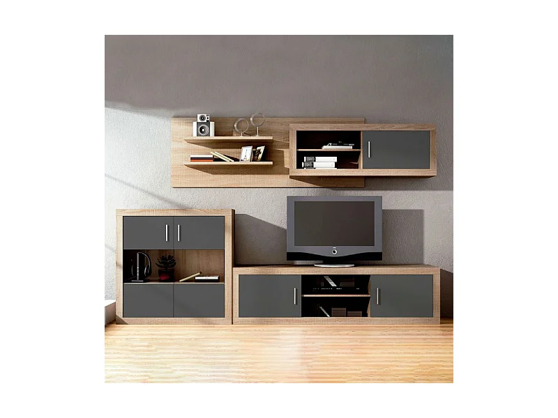 Módulo alto Nuka 1 puerta con respaldo Cambria - Grafito