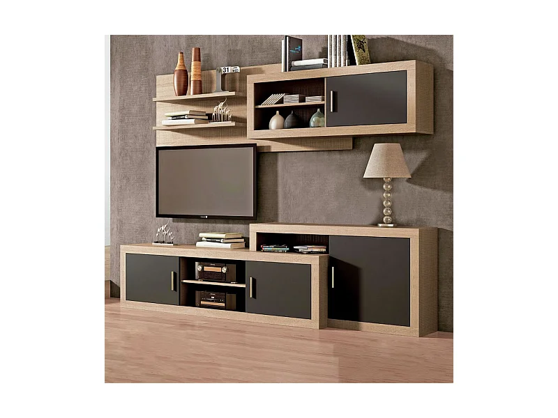 Módulo alto Nuka 1 puerta con respaldo Cambria - Grafito