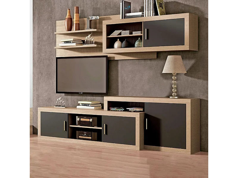 Módulo alto Nuka 1 puerta con respaldo Cambria - Grafito