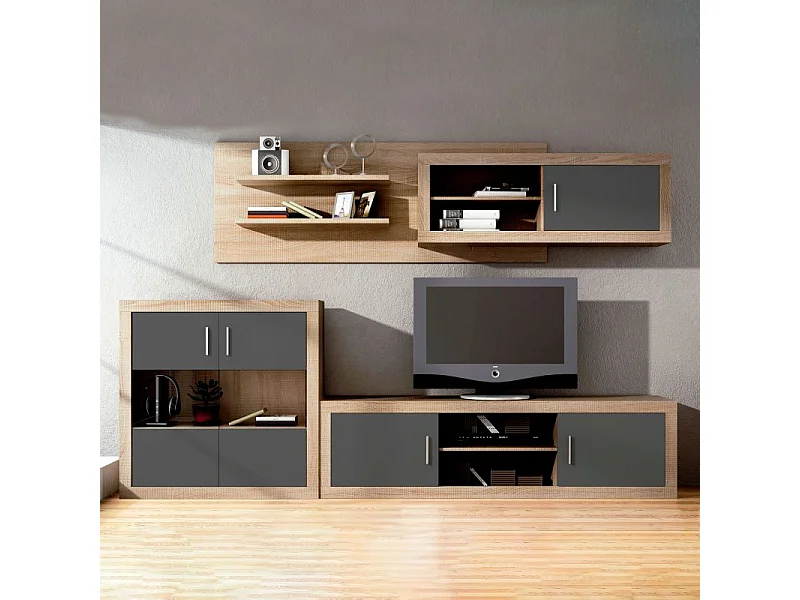 Módulo alto Nuka 1 puerta con respaldo Cambria - Grafito