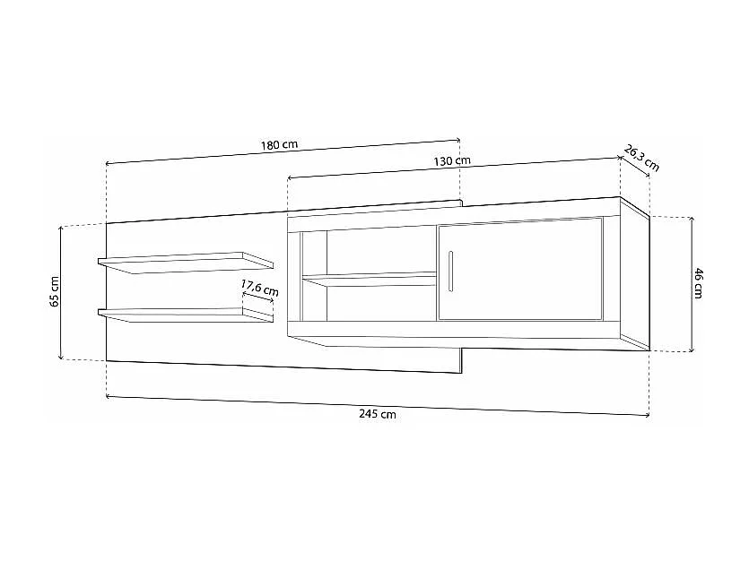 Módulo alto Nuka 1 puerta con respaldo Cambria - Grafito