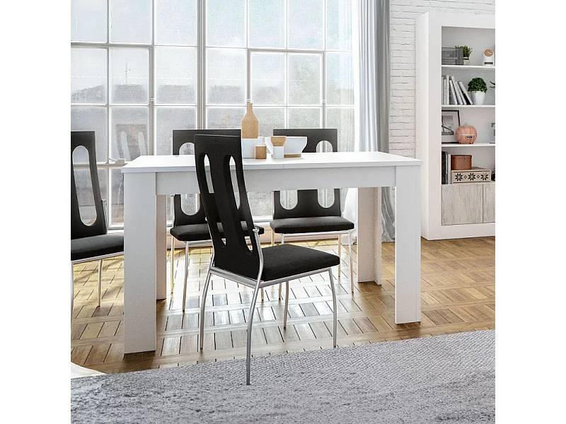 Pack salón con mesa de centro y mesa de comedor Alix Max Blanco Artik (Blanco Mate) - Natur
