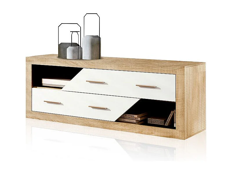 Módulo bajo Nuka 2 cajones Cambria - Blanco