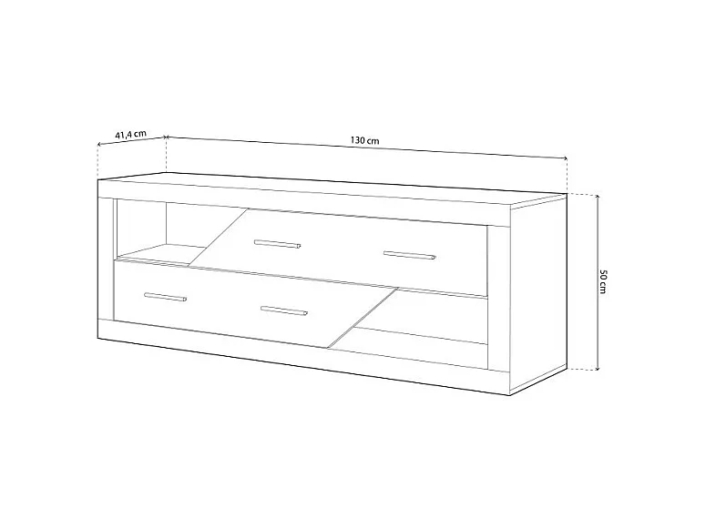 Módulo bajo Nuka 2 cajones Cambria - Blanco
