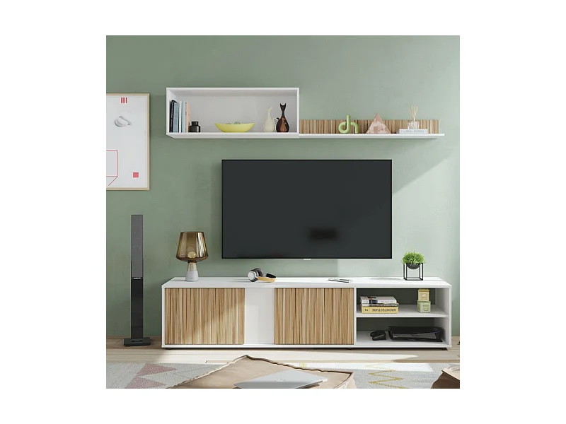 Pack salón con mesa de centro Alix Plus Blanco Artik (Blanco Mate) - Natur