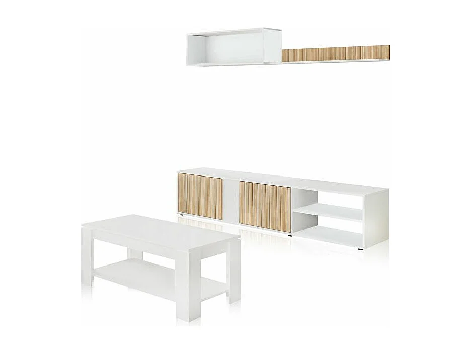 Pack salón con mesa de centro Alix Plus Blanco Artik (Blanco Mate) - Natur