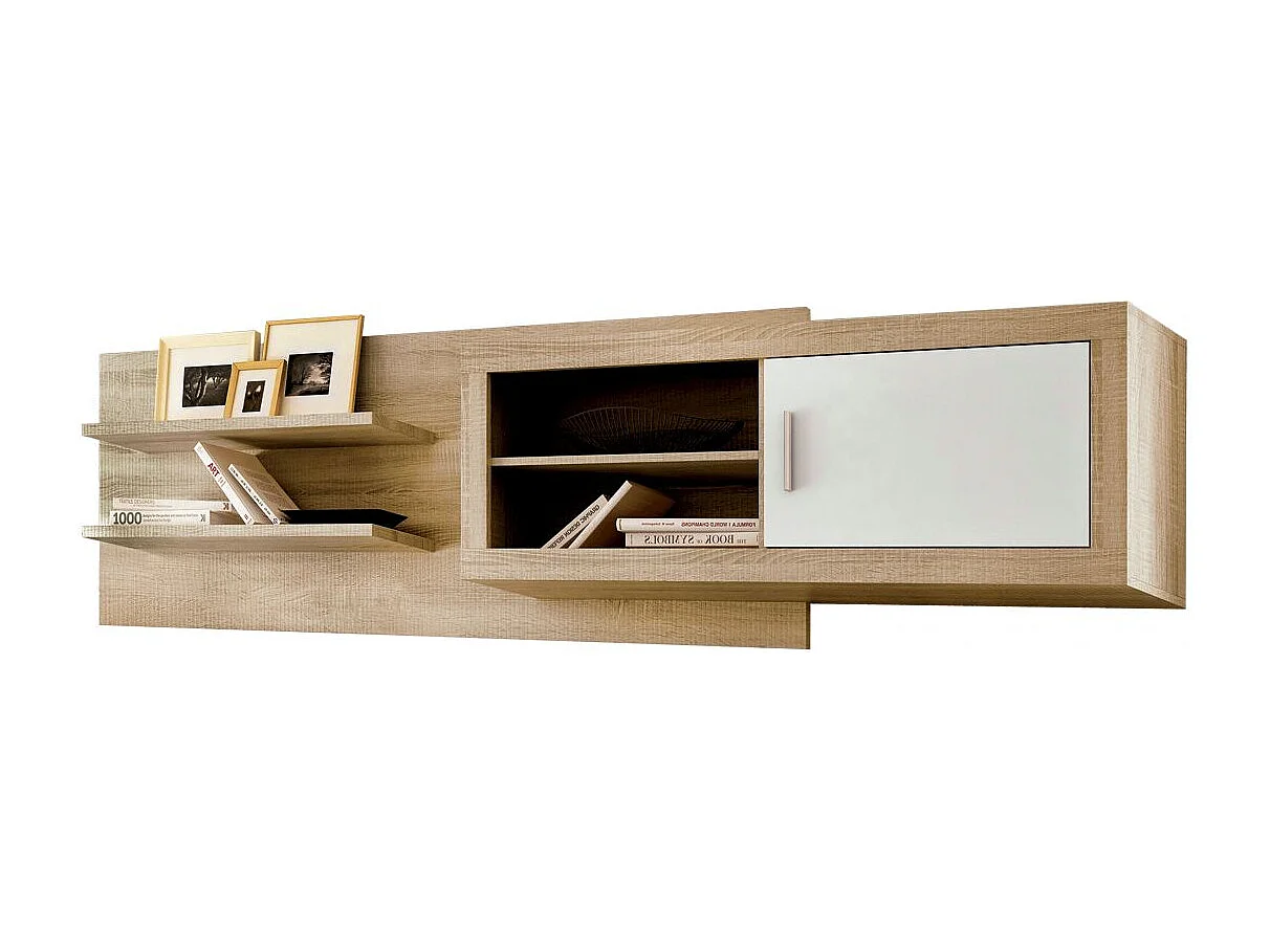 Módulo alto Nuka 1 puerta con respaldo Cambria - Blanco