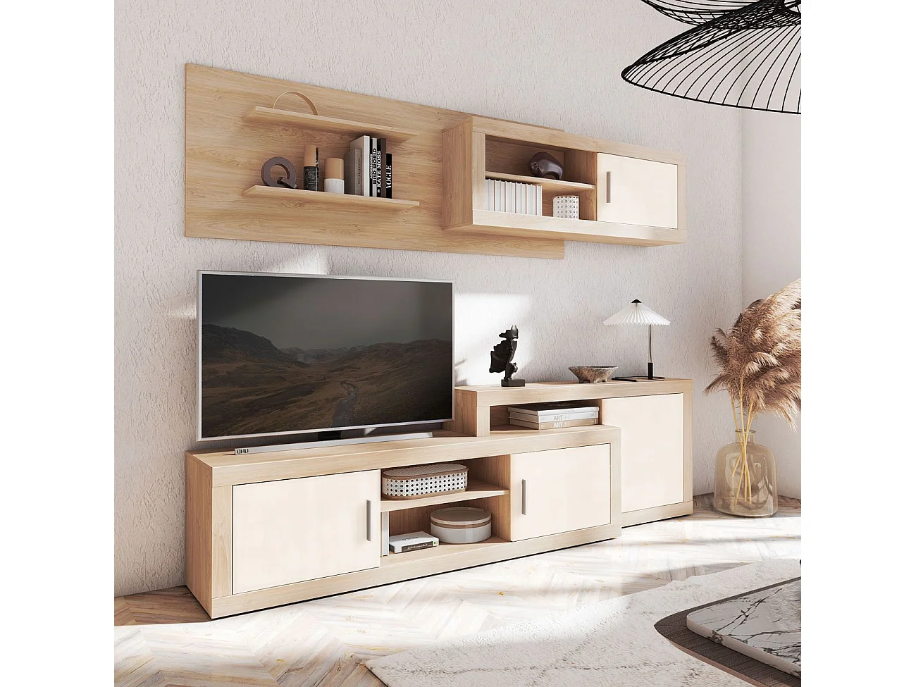 Módulo alto Nuka 1 puerta con respaldo Cambria - Blanco